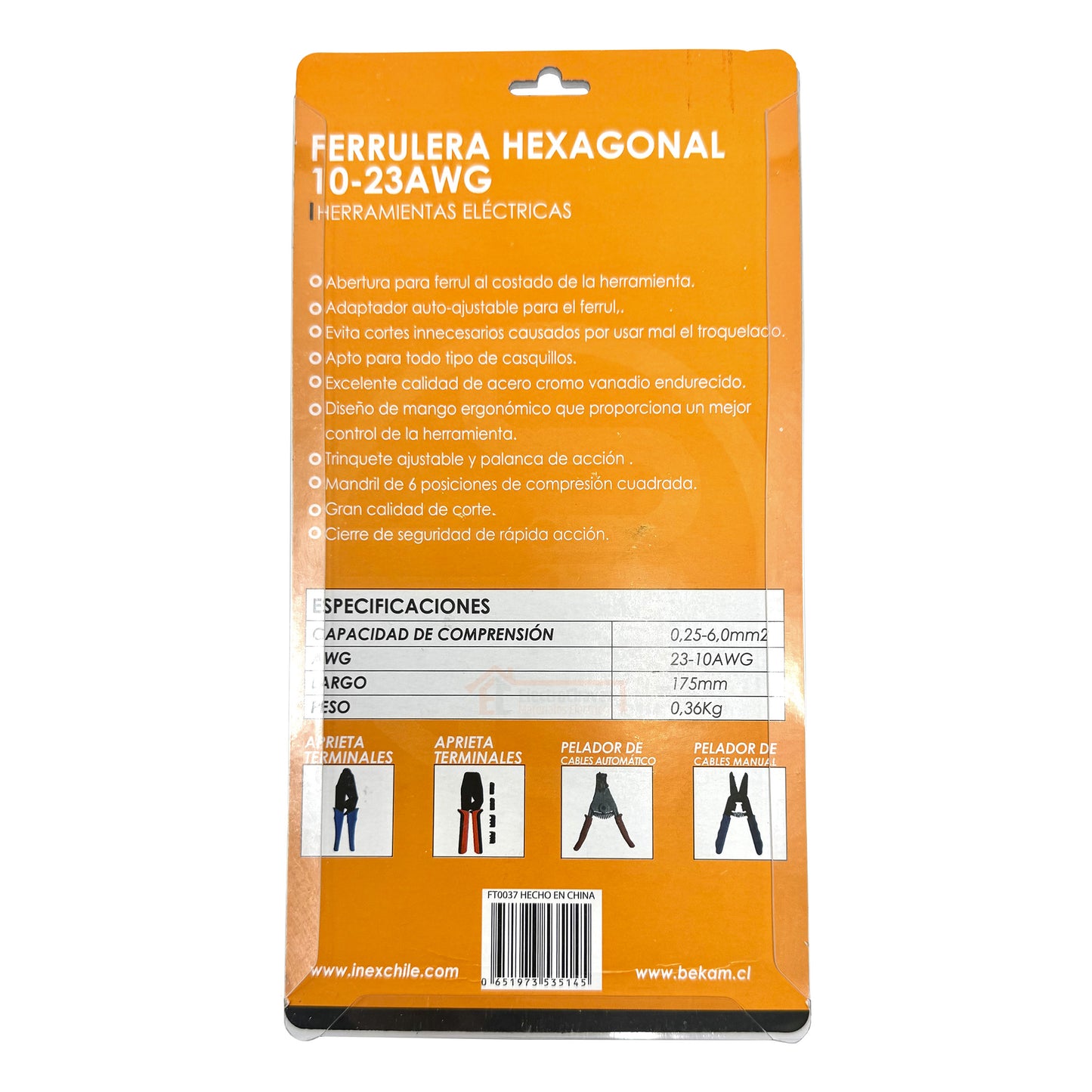 Ferrulera Hexagonal 0.25-6mm (23-10 Awg) - BEKAM