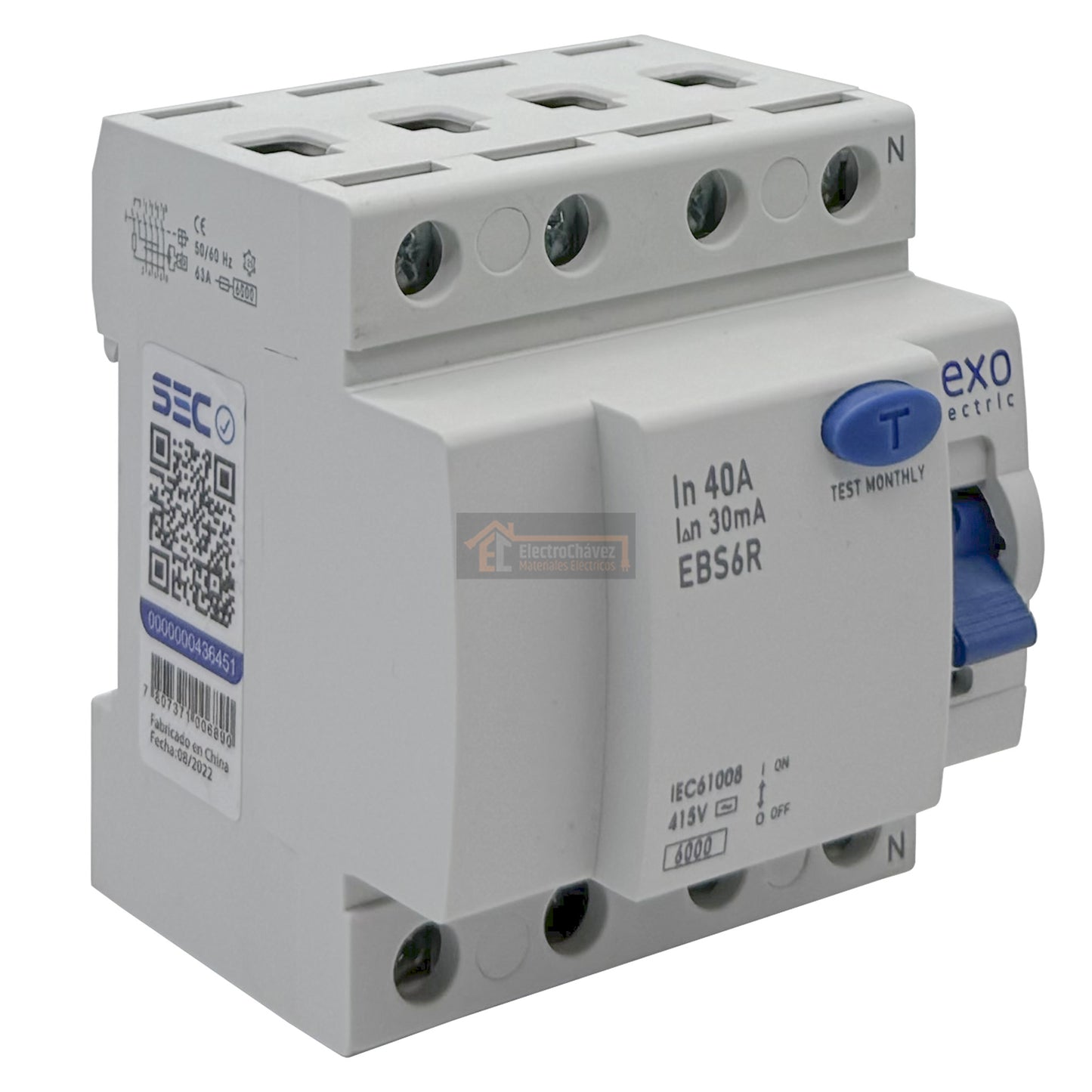 Interruptor Disyuntor Automático Diferencial 4p 40a (4x40a) 30mA Tipo AC - Lexo