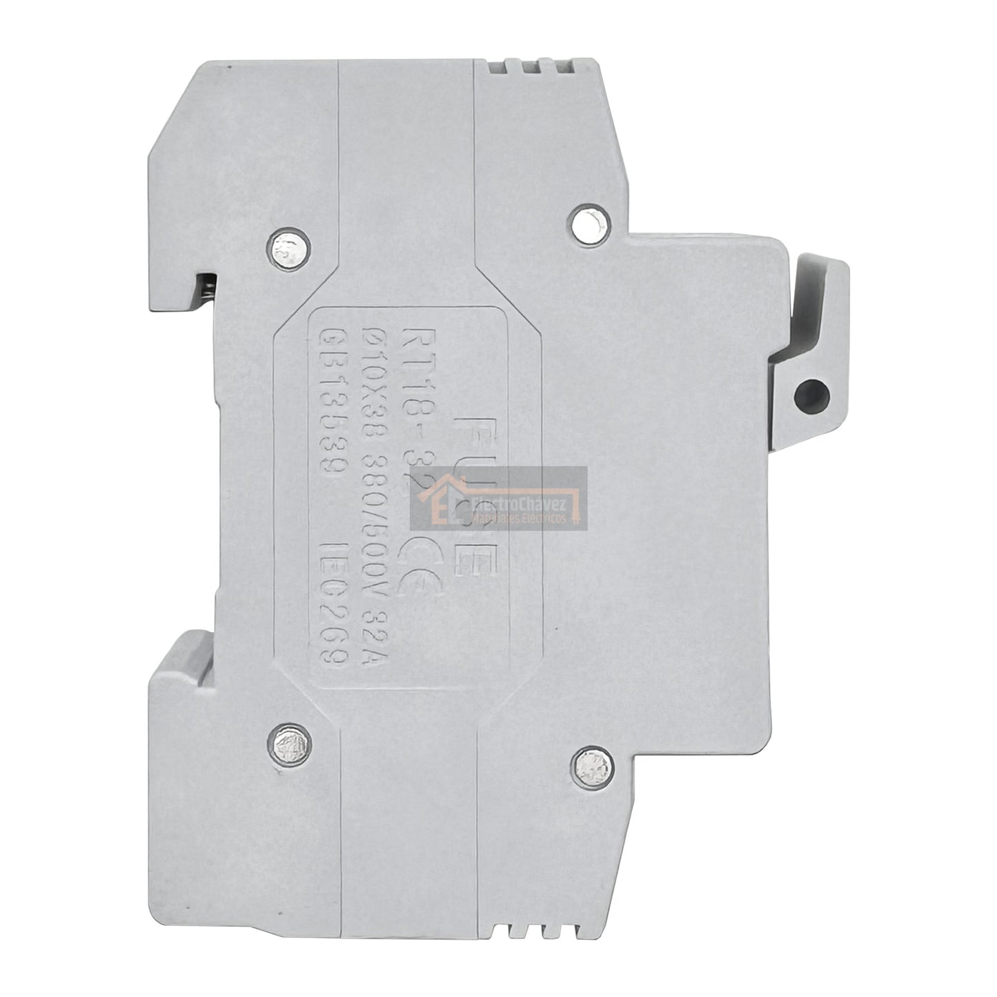 Base Portafusible con Luz Piloto 1p 10x38mm 32a Riel Din (Sin Fusible)