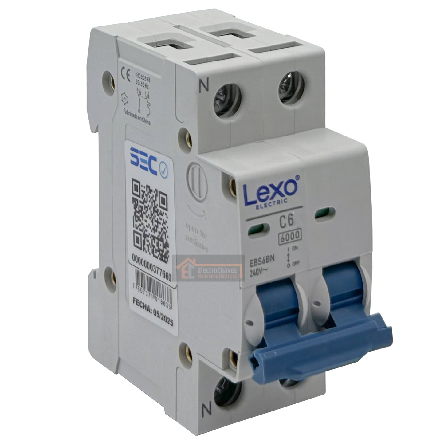 Interruptor Disyuntor Automático Bipolar 2p 6a (2x6a) 6ka Curva C - Lexo