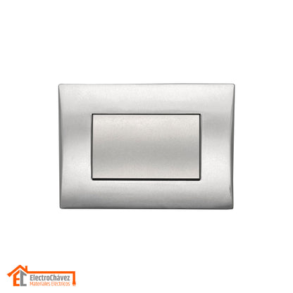 Interruptor Embutido Simple Teclón 9/12 10a Silver Andes Armado Metal - Lexo