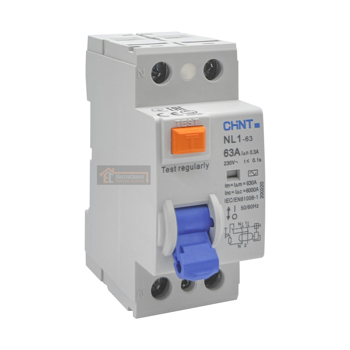 Interruptor Disyuntor Diferencial 2p 63a (2x63a) 300mA Tipo AC - Chint