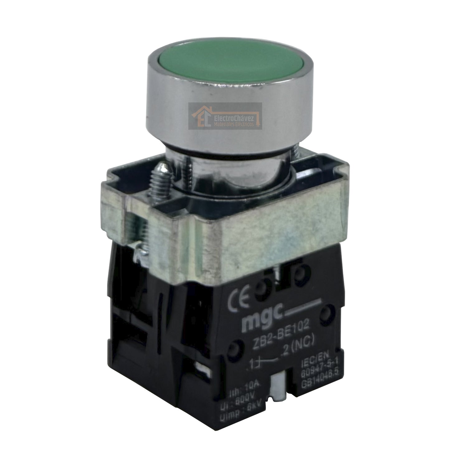 Botón Pulsador Metálico (1no+1nc) 22mm Negro / Rojo / Verde