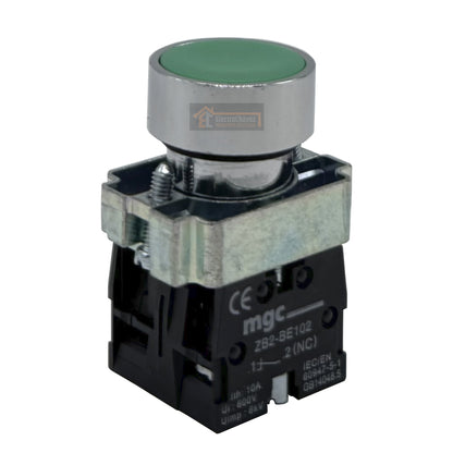 Botón Pulsador Metálico (1no+1nc) 22mm Negro / Rojo / Verde