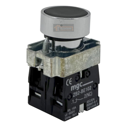 Botón Pulsador Metálico (1no+1nc) 22mm Negro / Rojo / Verde