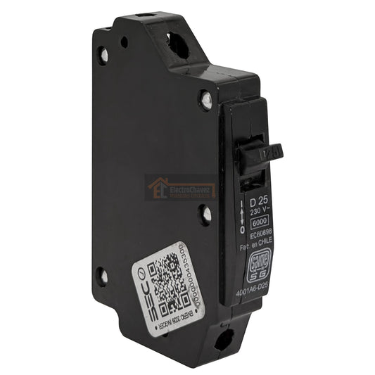 Interruptor Disyuntor Automático 1p 25a (1x25a) 6ka Curva D - Saime