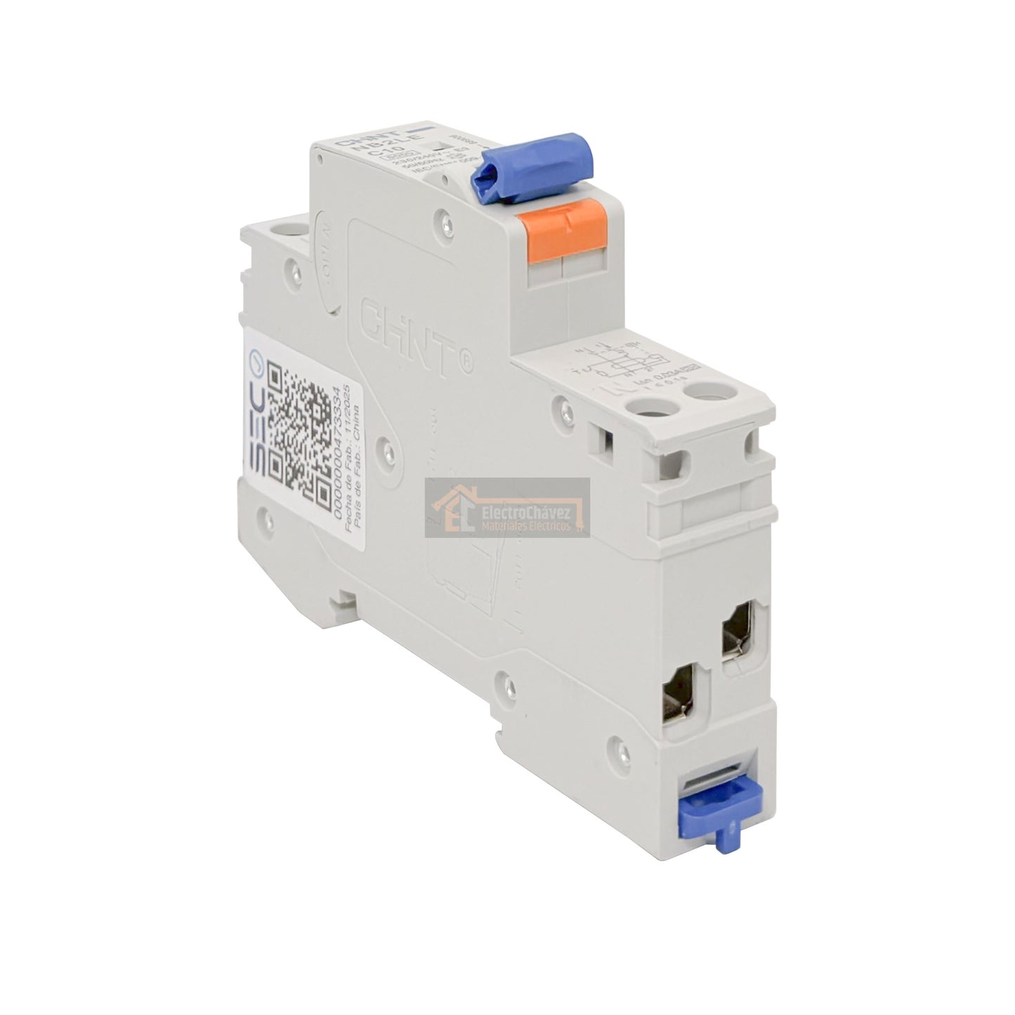 Interruptor Disyuntor Automático 1P+N 10a 6ka Curva C + Diferencial 30mA Tipo A - Chint