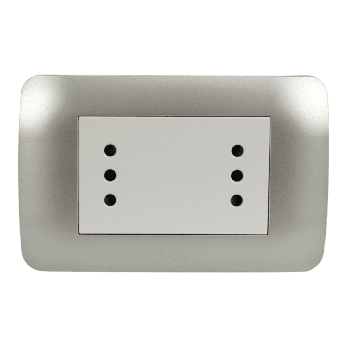 Enchufe Embutido Duplex 2p+t 10a Blanco / Plata Armado - Lexo