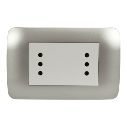 Enchufe Embutido Duplex 2p+t 10a Blanco / Plata Armado - Lexo