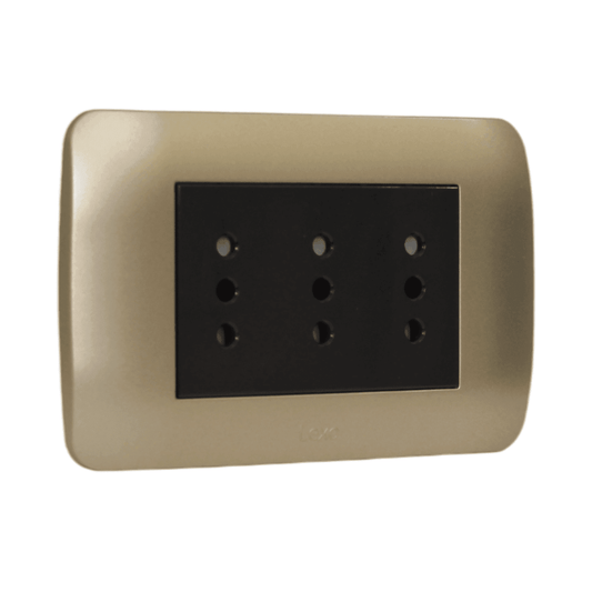 Enchufe Embutido Tríplex 2p+t 10a Café / Titanio Armado - Lexo