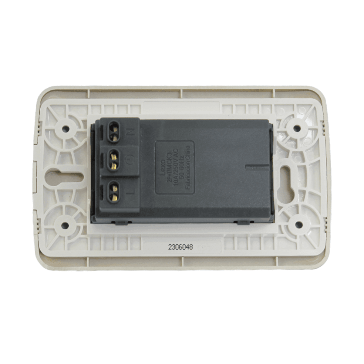 Enchufe Embutido Tríplex 2p+t 10a Café / Titanio Armado - Lexo