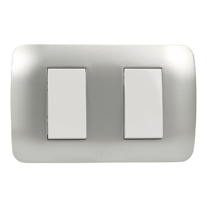 Interruptor Embutido doble 9/15 10a blanco / Plata Armado - Lexo