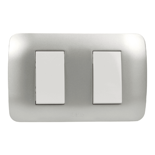Interruptor Embutido doble 9/15 10a blanco / Plata Armado - Lexo
