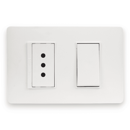 Enchufe Embutido Simple 10a + interruptor 9/12 Blanco Armado Luzica - Bticino