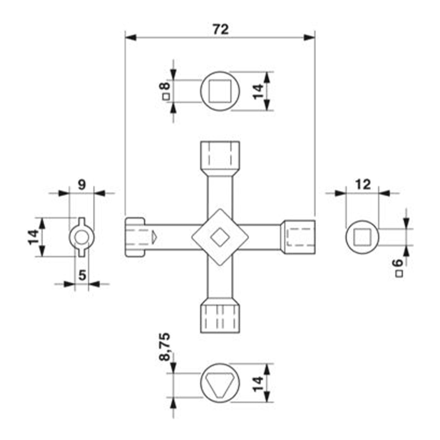 Llave En Cruz Para Gabinetes Tableros Multiranura