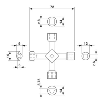 Llave En Cruz Para Gabinetes Tableros Multiranura