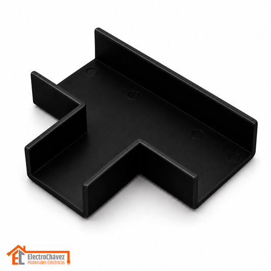 Curva T 20x10mm PVC Para Canaleta / Moldura Negro