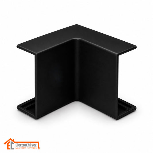 Curva interior 20x10mm PVC Para Canaleta / Moldura Negro