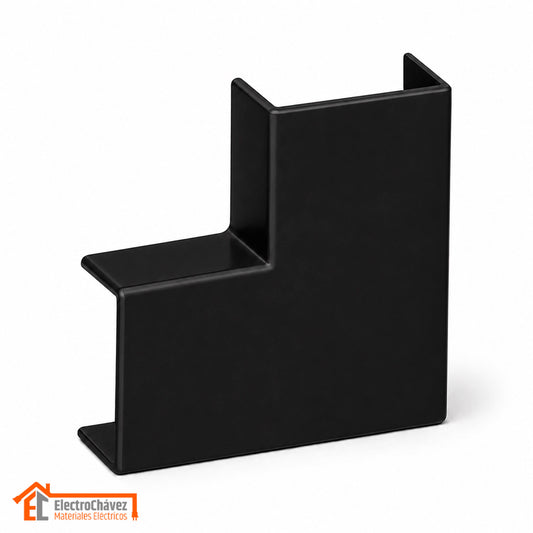 Curva Plana 20x10mm PVC Para Canaleta / Moldura Negro