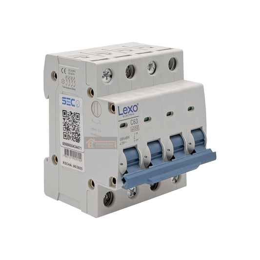 Interruptor Disyuntor Automático Tetrapolar 4p 63a (4x63a) 6ka Curva C - Lexo
