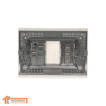 Enchufe Embutido simple 10a + int 9/12 Silver Andes Armado Metal - Lexo