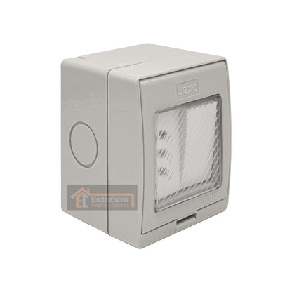 Casquete Interruptor 9/12 + Enchufe 10a Hidrobox Exterior Intemperie  - Lexo