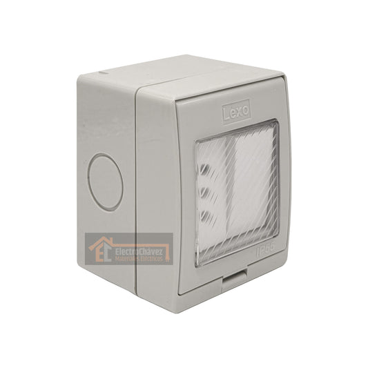 Casquete Interruptor 9/12 + Enchufe 10a Hidrobox Exterior Intemperie  - Lexo