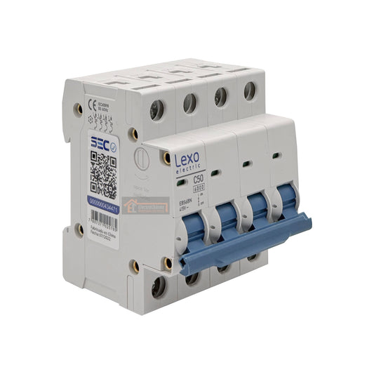 Interruptor Disyuntor Automático Tetrapolar 4p 50a (4x50a) 6ka Curva C - Lexo
