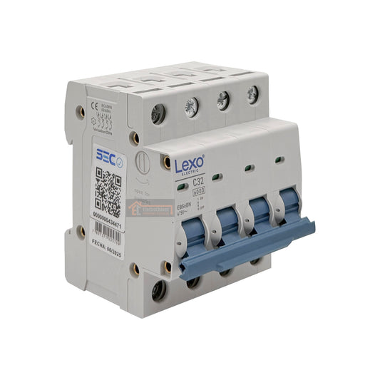 Interruptor Disyuntor Automático Tetrapolar 4p 32a (4x32a) 6ka Curva C - Lexo