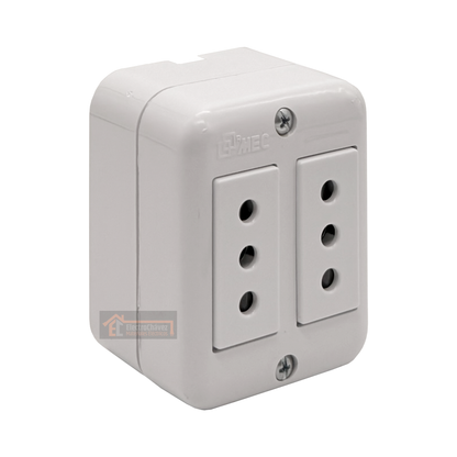 Casquete Enchufe sobrepuesto doble 2p+t 10a blanco - Mec