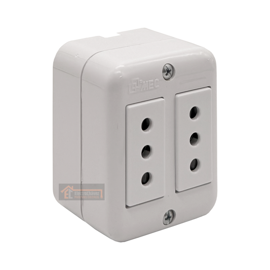 Casquete Enchufe sobrepuesto doble 2p+t 10a blanco - Mec