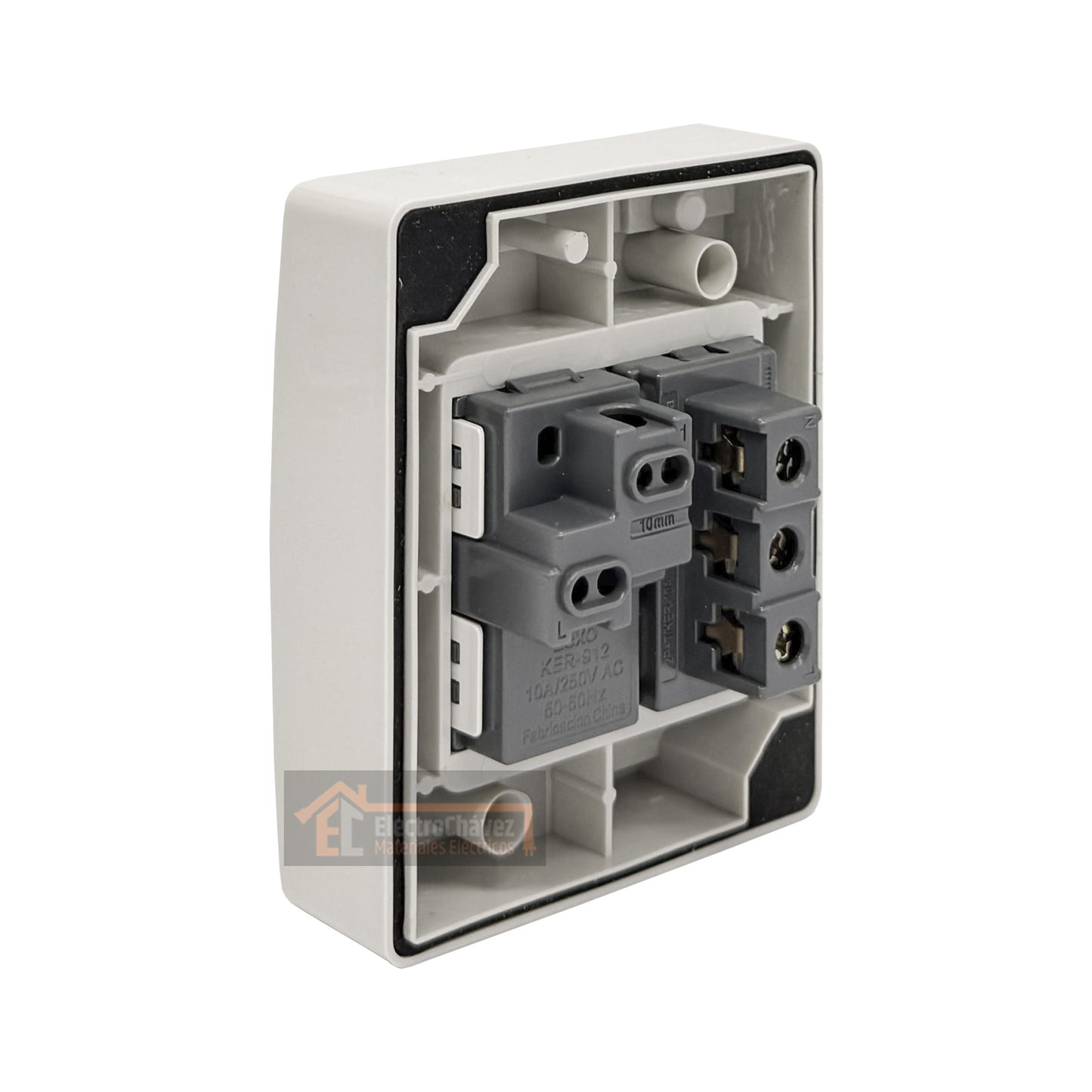 Casquete Interruptor 9/12 + Enchufe 10a Hidrobox Exterior Intemperie  - Lexo