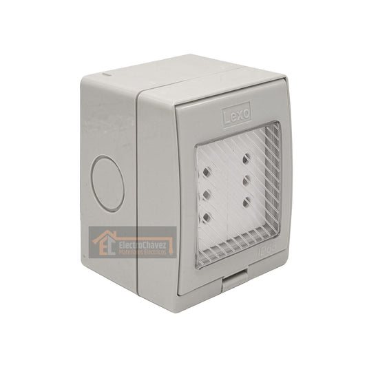 Casquete Enchufe Doble 10a Hidrobox Exterior Intemperie  - Lexo