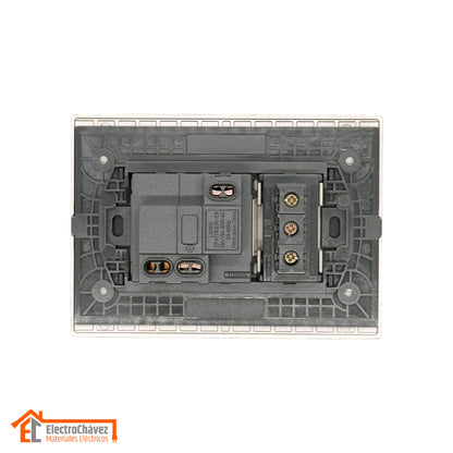 Enchufe Embutido Simple 10a + Enchufe Schuko 10/16a Silver Andes Armado Metal - Lexo