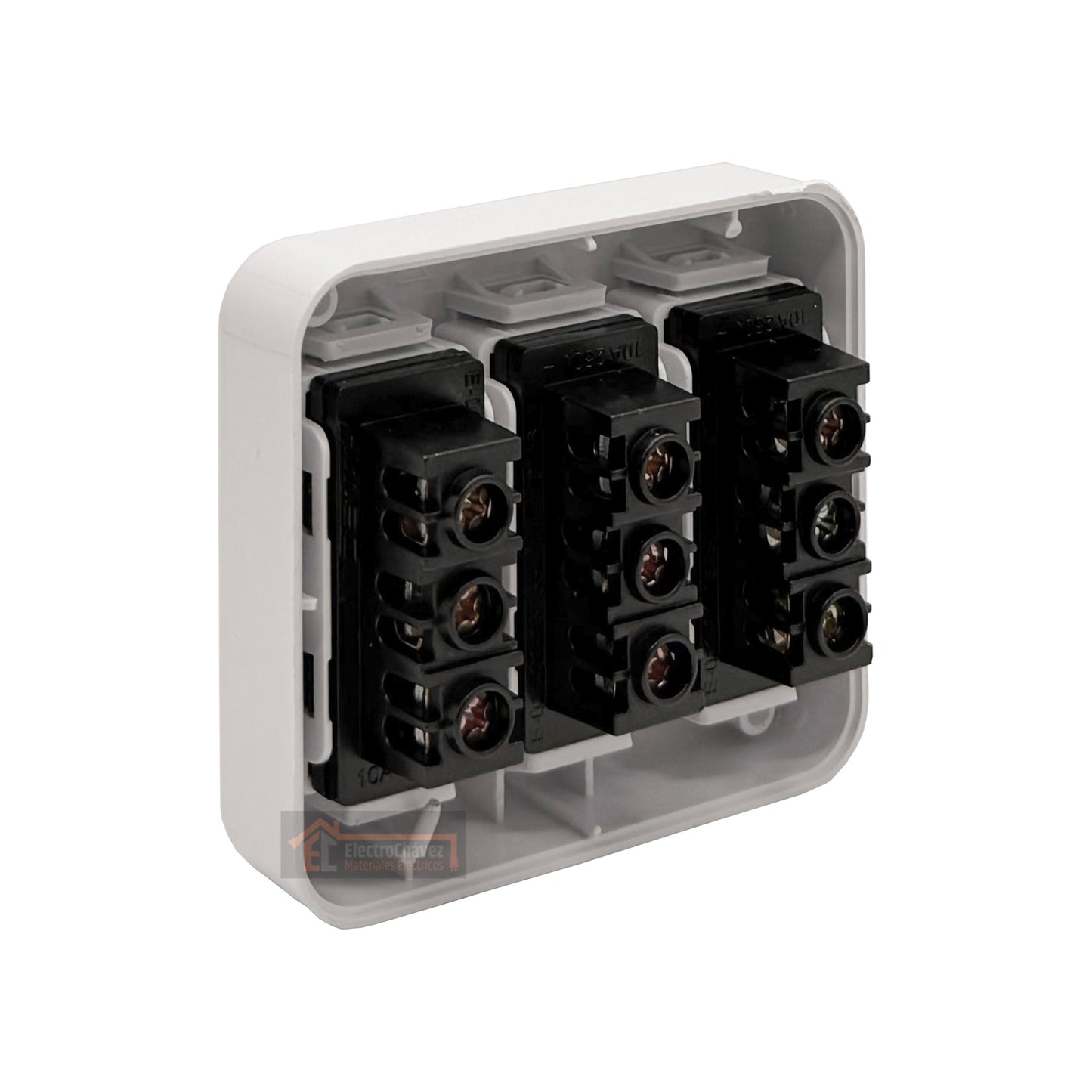 Casquete Enchufe sobrepuesto triple 2p+t 10a blanco - Mec