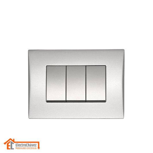 Interruptor Embutido Triple 9/32 10a Silver Andes Armado Metal - Lexo