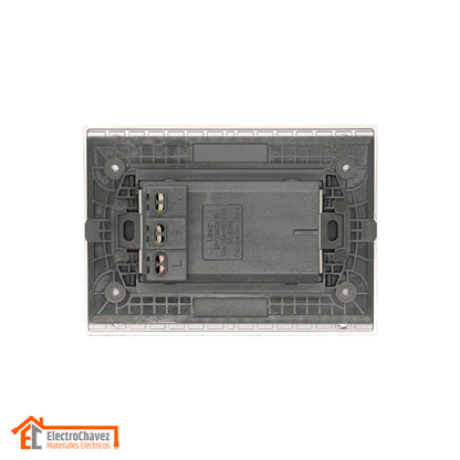 Enchufe Embutido triplex 2p+t 16a Silver Andes Armado Metal - Lexo