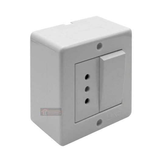 Casquete Enchufe Sobrepuesto 10a + interruptor 9/12  - Lexo