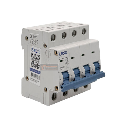 Interruptor Disyuntor Automático Tetrapolar 4p 10a (4x10a) 6ka Curva C - Lexo