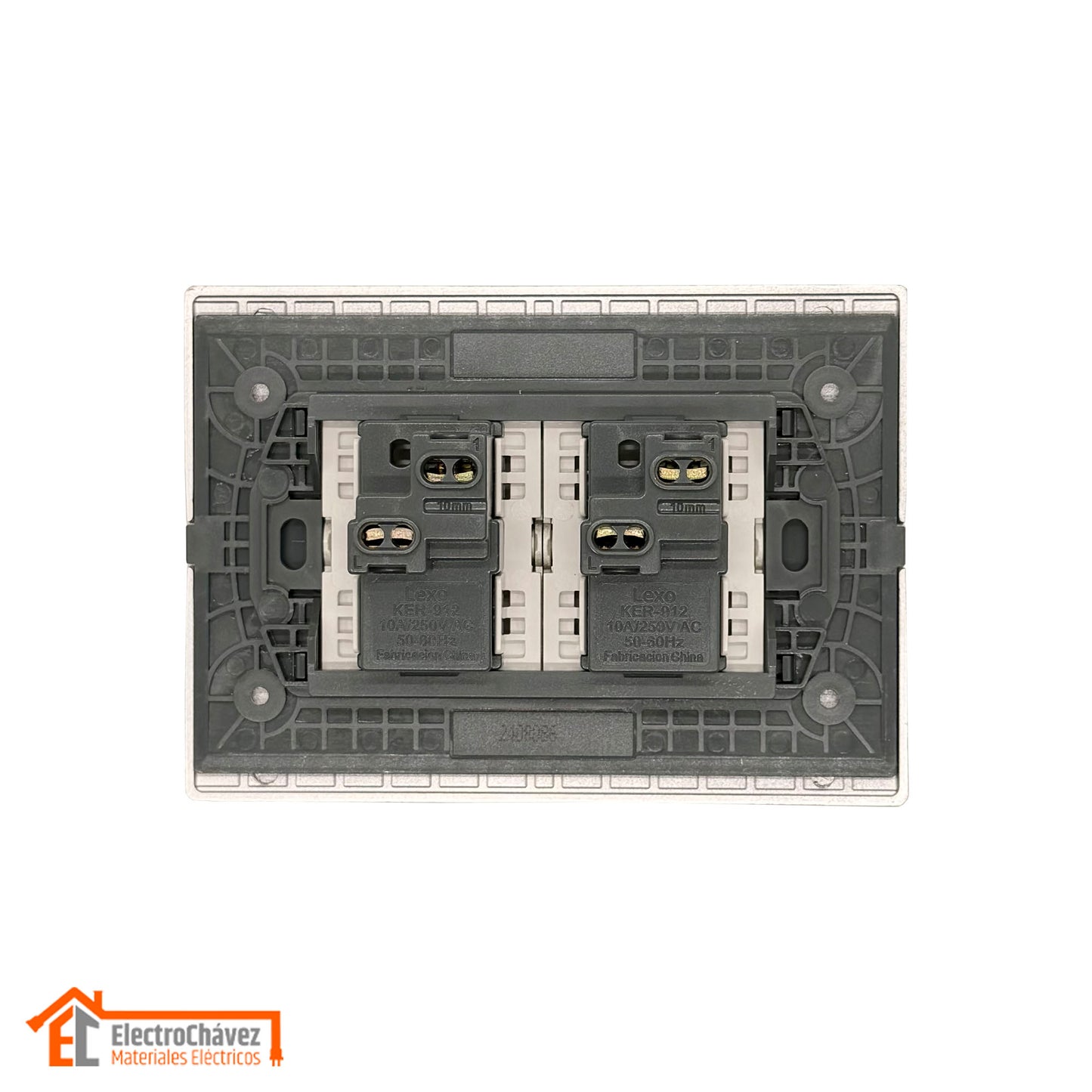 Interruptor Embutido Doble Teclón 9/15 10a Silver Andes Armado Metal - Lexo